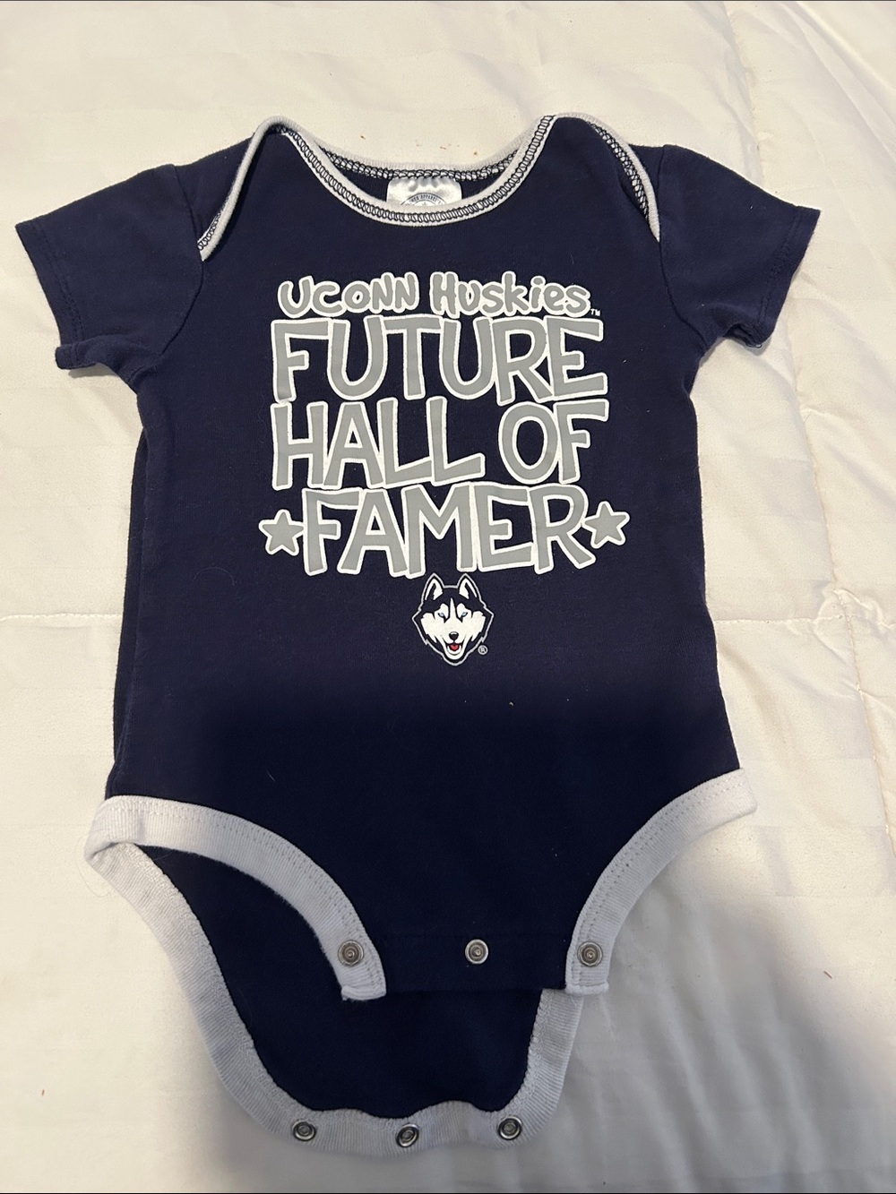 Rivalry Threads Navy and White "Future Hall of Famer" Baby One-Piece